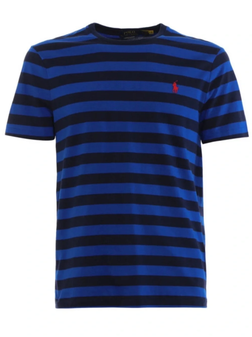 Polo by Ralph Lauren | Preppy Blue & Navy Striped Crewneck Tee with Red Pony | M